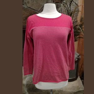 Banana Republic Sweater Shirt M Coral/Gray Stripe